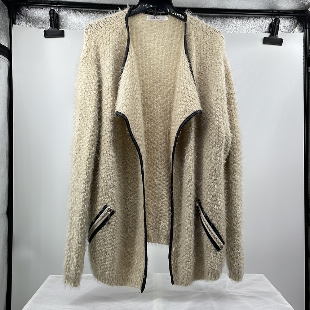 Simply Couture tan soft wool blend long oversized cardigan Size Large